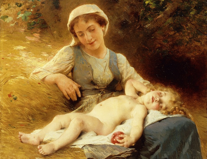 Мать со спящим ребенком (A Mother with her Sleeping Child). (1896). Автор: Leon Bazile Perrault. 